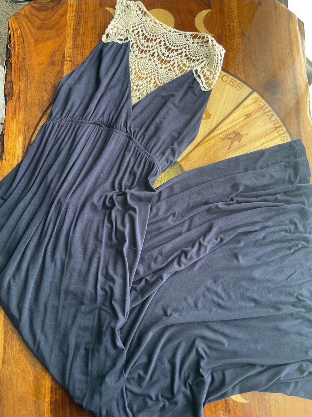 Felicity & Coco Navy Maxi Dress with Crochet